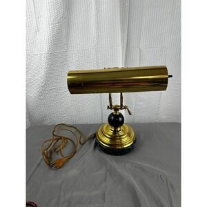 Vintage UL Brass Bankers Desk Lamp Black Marble Base Piano Light Adjustable